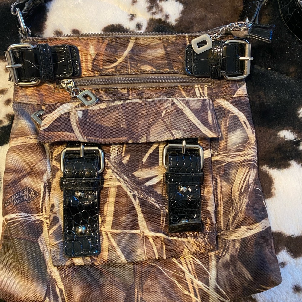 Camo Crossbody Bag with Black Accents